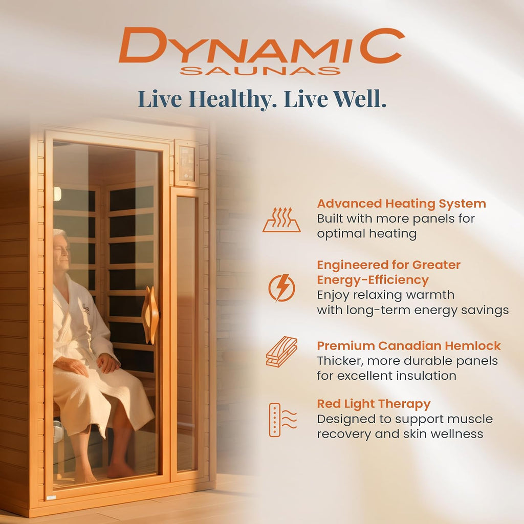 DYNAMIC SAUNAS Barcelona 1-2 Person Infrared Sauna with Red Light Therapy