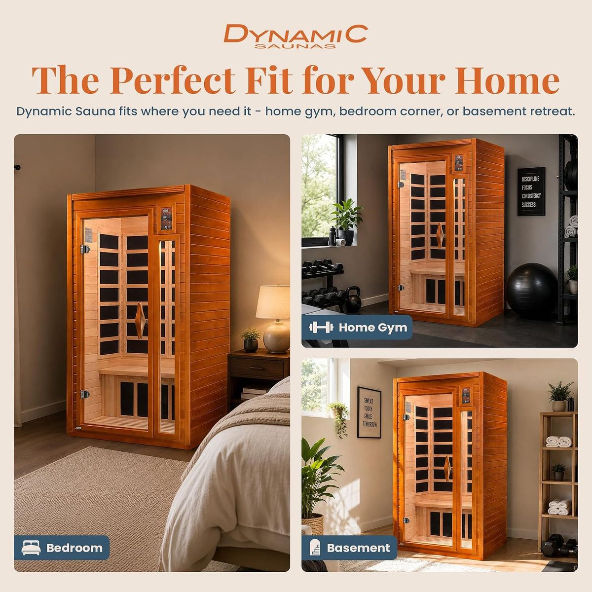 DYNAMIC SAUNAS Barcelona 1-2 Person Infrared Sauna with Red Light Therapy