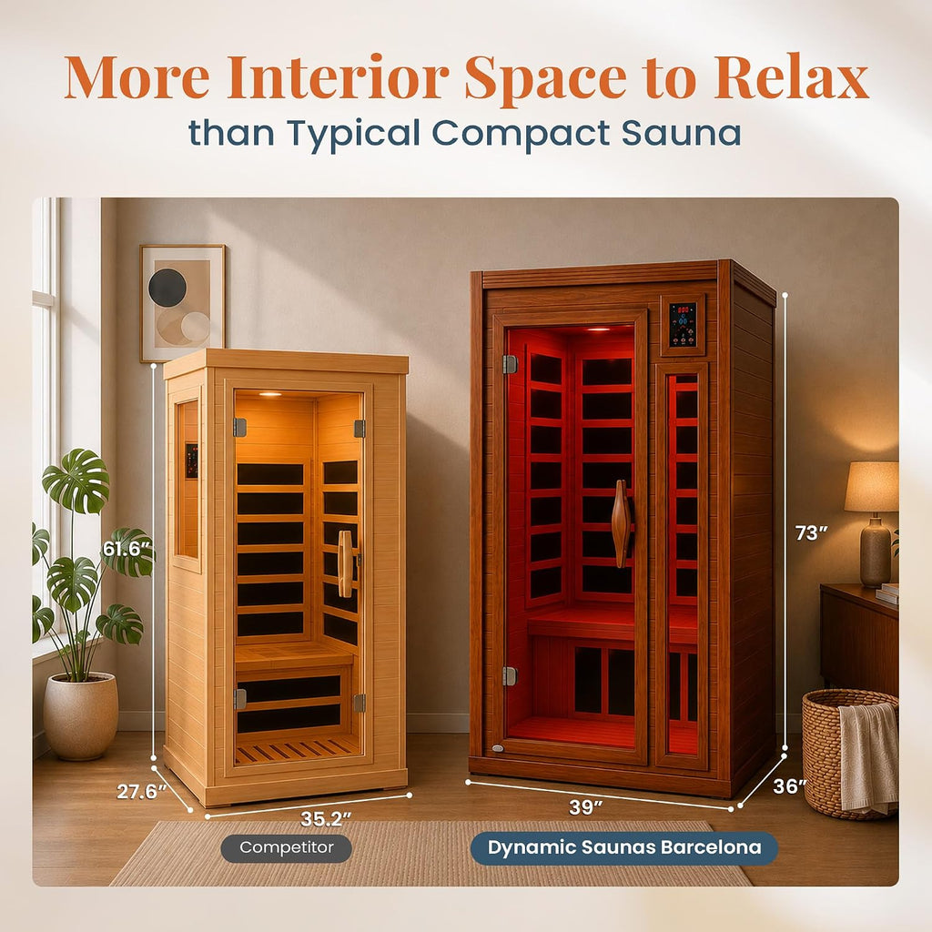 DYNAMIC SAUNAS Barcelona 1-2 Person Infrared Sauna with Red Light Therapy